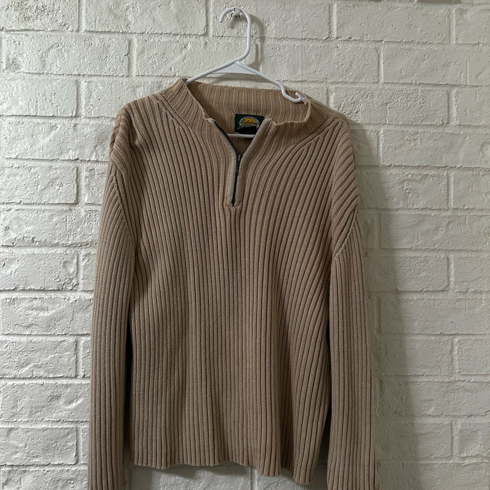 Cabela's Tan Ribbed Zip-Up Sweater